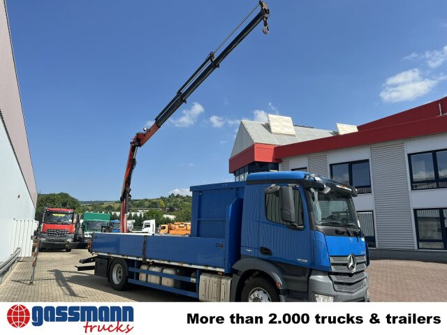 Camion plateau, Camion grue Mercedes-Benz Antos 1836 L 4x2, Glastransporter, Heckkran: photos 8